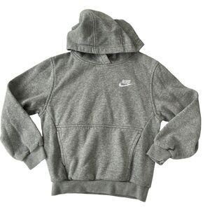 Nike Essential Pullover Hoodie Swoosh Kids Heather Light Gray SZ S (128-137 Cm)